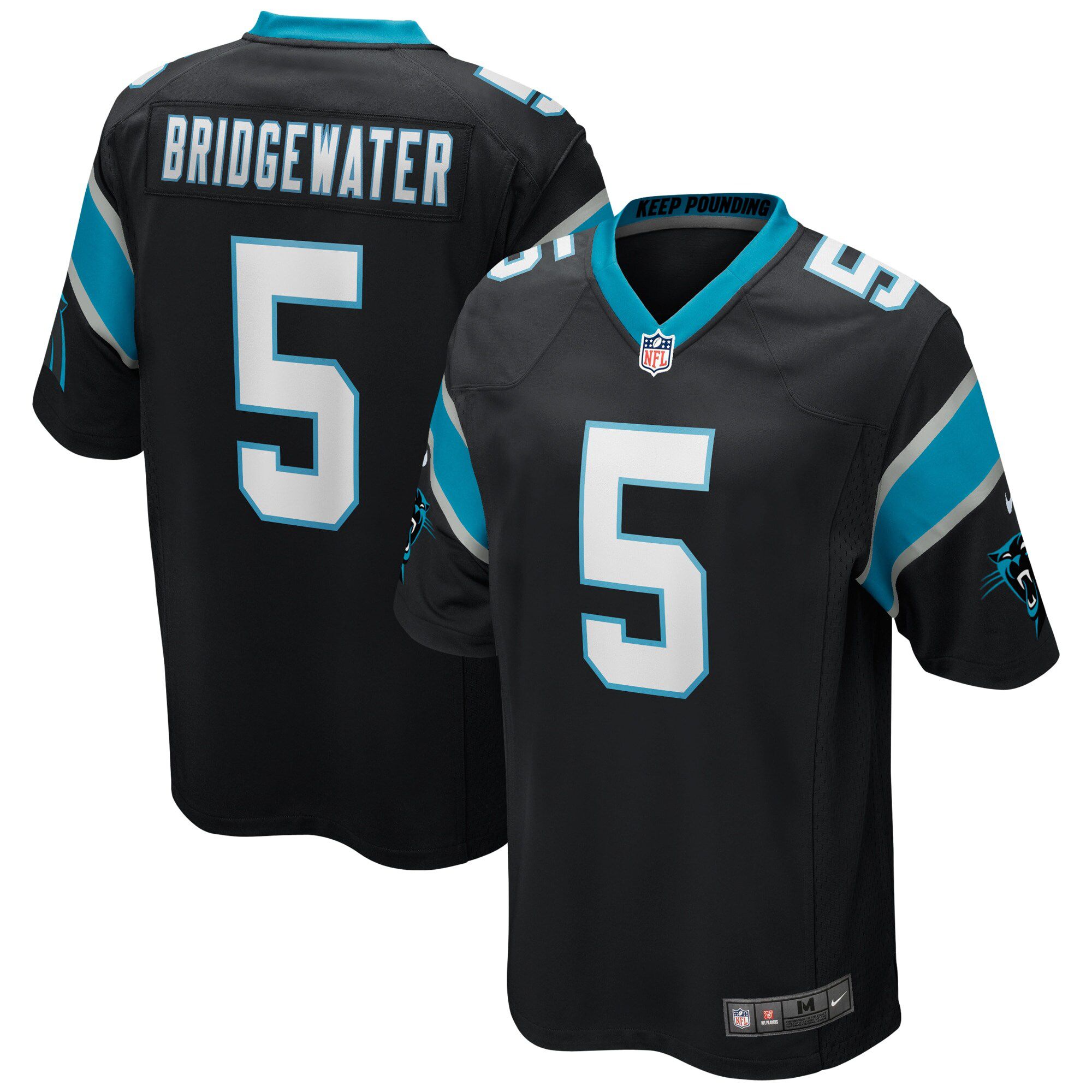 Men Carolina Panthers 5 Teddy Bridgewater Nike Black Game NFL Jersey